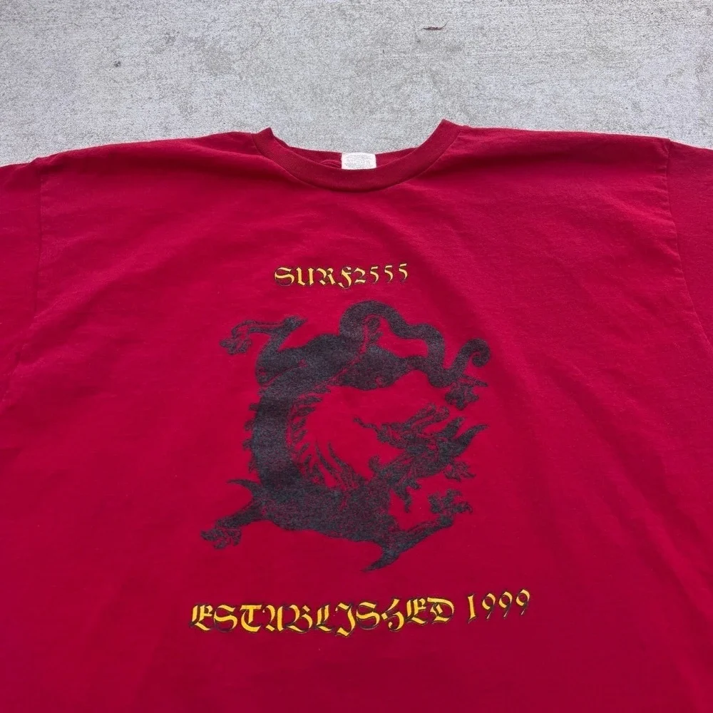 RARE Patagonia Beneficial Ts Vintage Surf 1999 Dragon Graphic Shirt Red XL USA